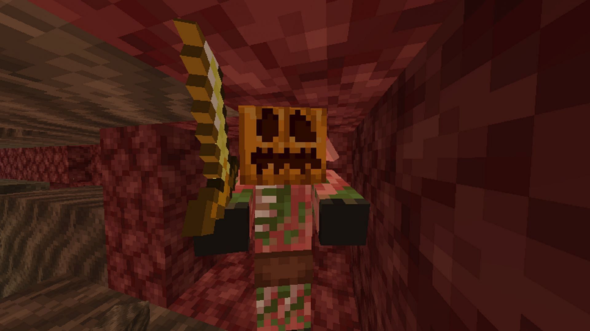 Zombified piglins love to dress up for the Halloween season (Image via Mojang)